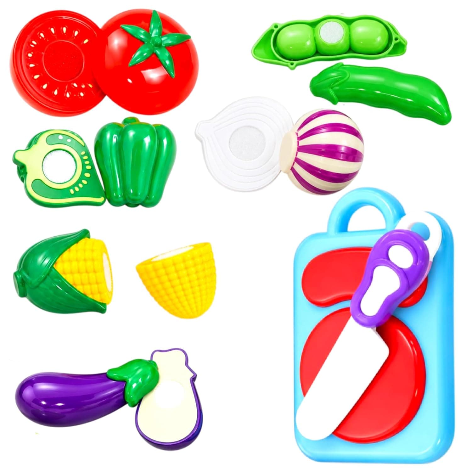 Kidoyz Kids Vegetable Cutting Toy Set for Kids | Pretend Play Kitchen Food Set with Chopping Board & Knife | Cut & Play Veggie Learning Toys for Boys & Girls Age 3+ Years (9 Pieces) — view 5