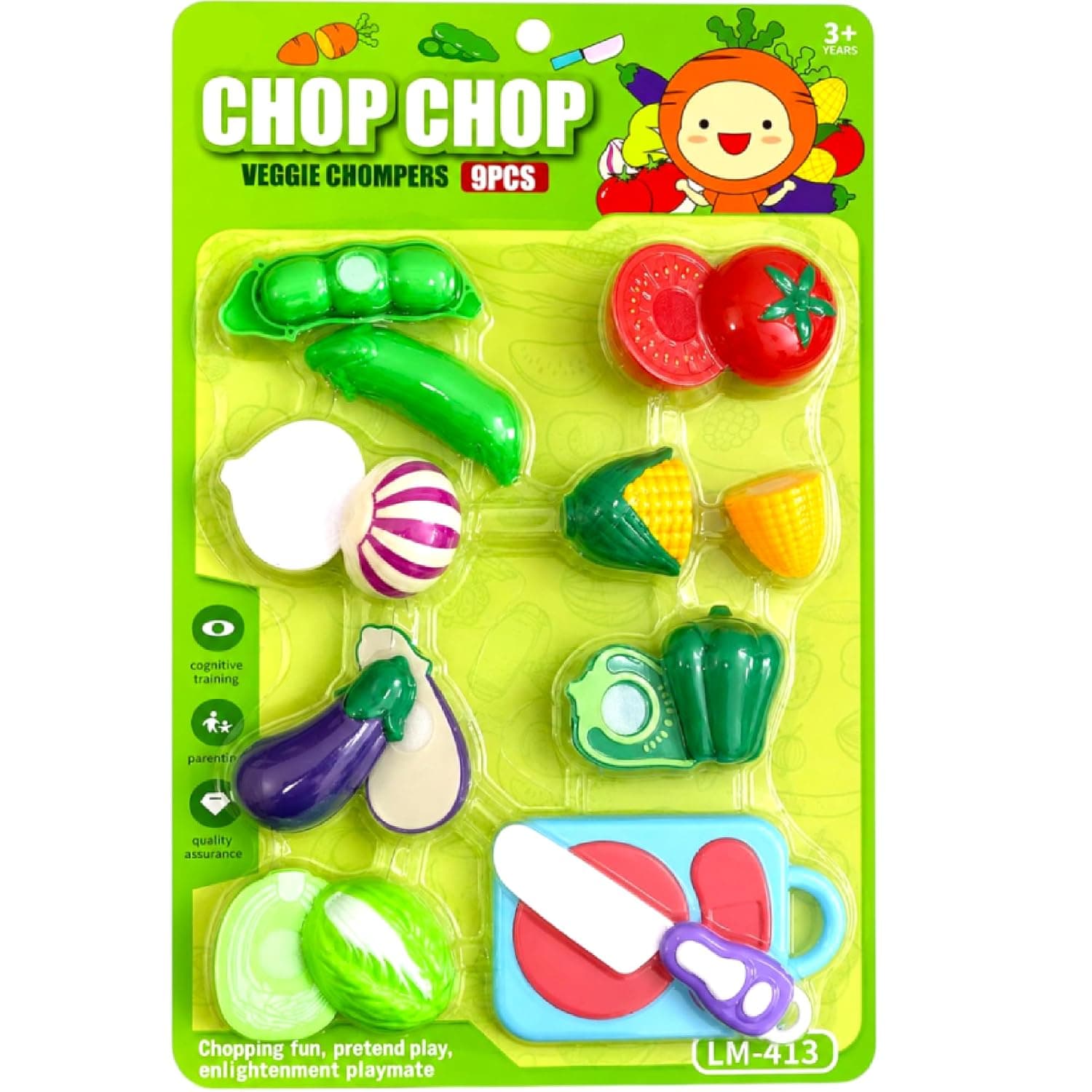 Kidoyz Kids Vegetable Cutting Toy Set for Kids | Pretend Play Kitchen Food Set with Chopping Board & Knife | Cut & Play Veggie Learning Toys for Boys & Girls Age 3+ Years (9 Pieces) — view 7