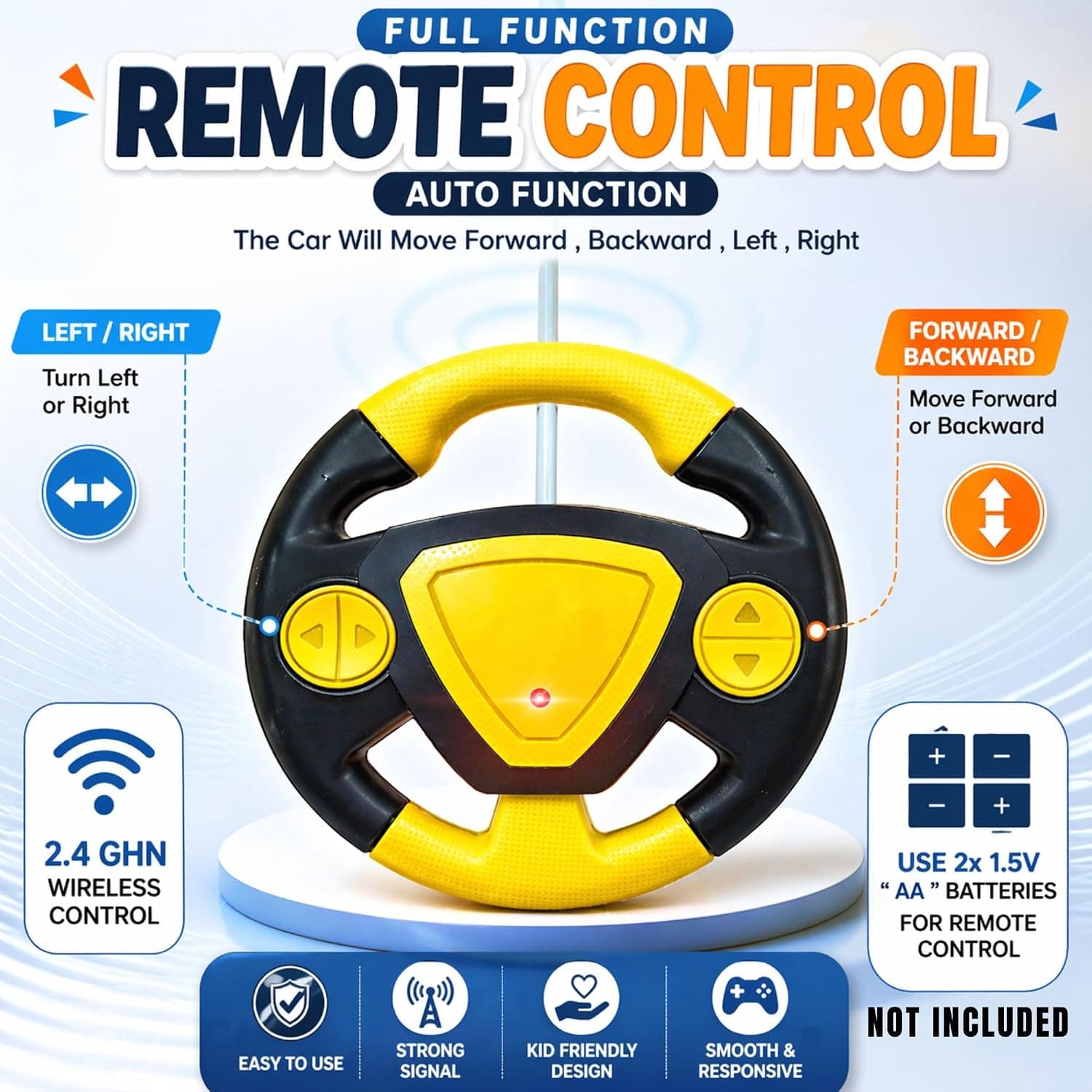 SB RC School Bus Toys for Kids Remote Control with LED Lights, 2.4GHz Remote Control, USB Rechargeable, Big Large Size, Musical 'Wheels on the Bus' Song for Boys & Girls 3+ 7778 Yellow — view 5