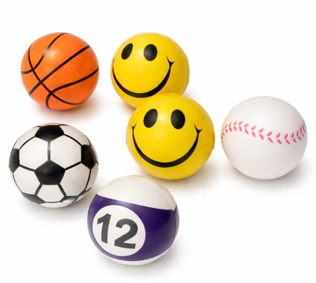 Stress Relief Balls for Kids & Adults | Soft Smiley & Sports Design Squeeze Balls Set | Anti Stress Therapy Toy for Anxiety Relief, Hand Exercise, Fidget Toy (Pack of 3)