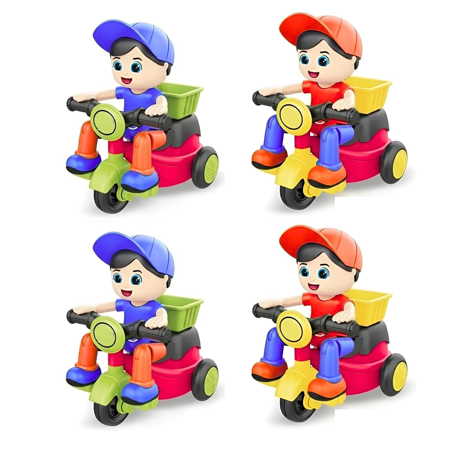 Tricycle Toys for Kids Pack of 4, Food Delivery Ride On Baby Trike - Pack of 4 Pcs