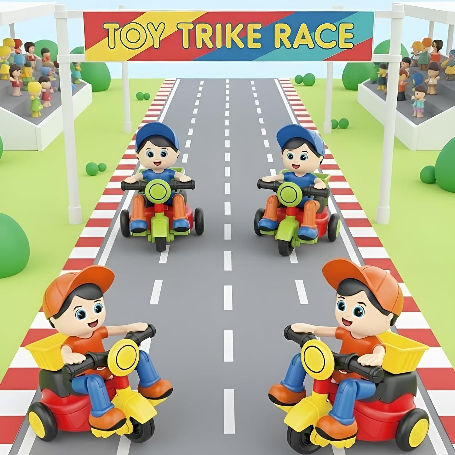 Tricycle Toys for Kids Pack of 4, Food Delivery Ride On Baby Trike - Pack of 4 Pcs — view 6