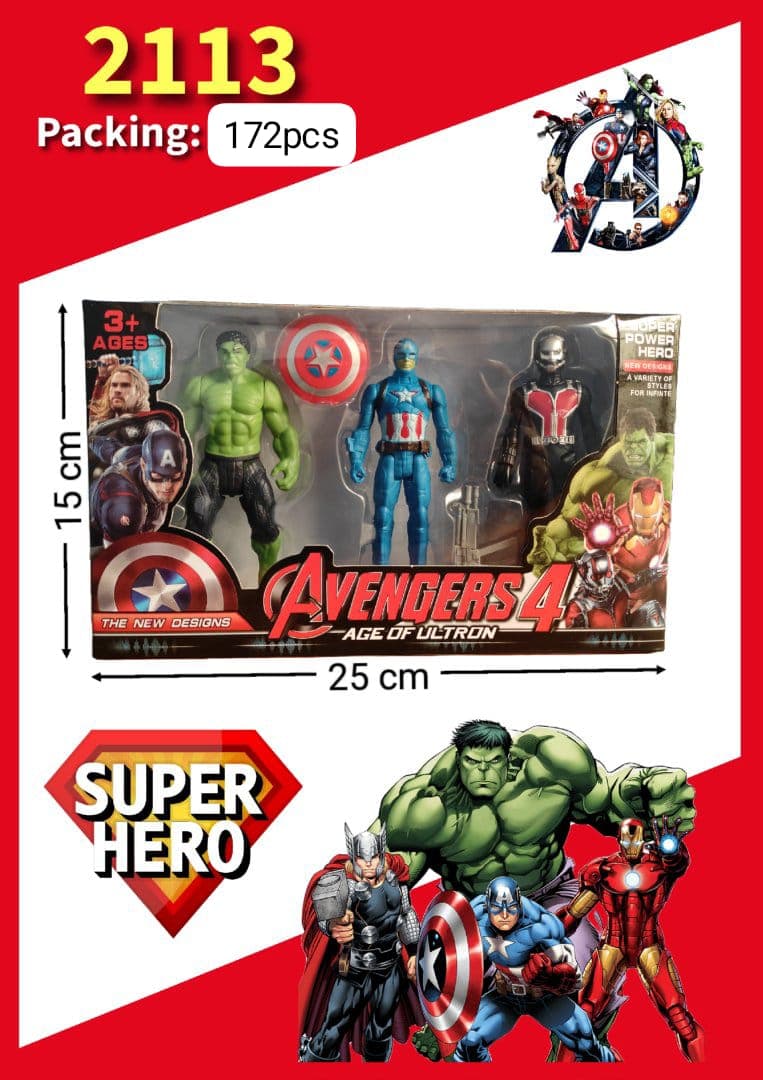 Avengers 3-in-1 Action Figures Set | 8 Random Characters Surprise Pack | Color as per Stock dispatched | Pack of 1 — view 3