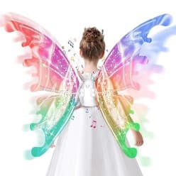 Electric Butterfly Wings Set for Girls | Light-Up Fairy Wings with Music | Pretend Play Costume