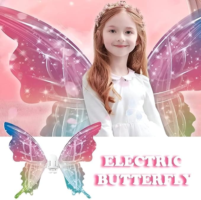 Electric Butterfly Wings Set for Girls | Light-Up Fairy Wings with Music | Pretend Play Costume — view 5