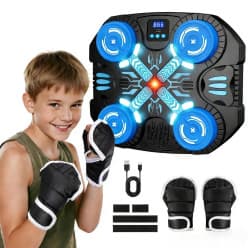 Boxing Machine with Music for Kids-3 Game Modes & 14 Levels, 5 6 7 8 9 10 11 12 Year Old Boy Girl Christmas Sports Toys Birthday Gifts, Wall Mounted Bluetooth Punching Target with Scoring & Gloves