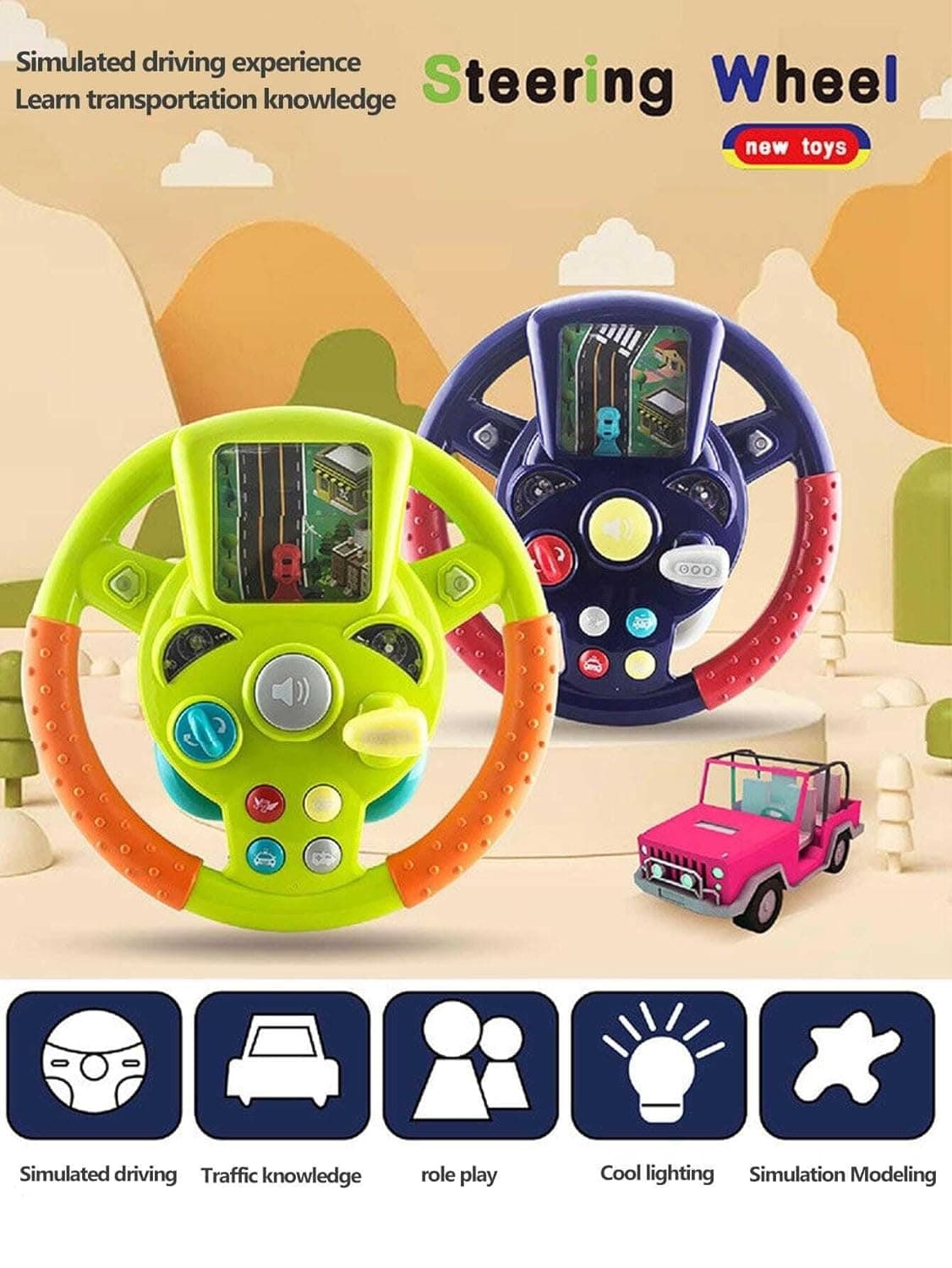 Little Driver Steering Wheel Toy with Lights & Sounds | Driving Simulator for Kids | Color as per Stock dispatched — view 4