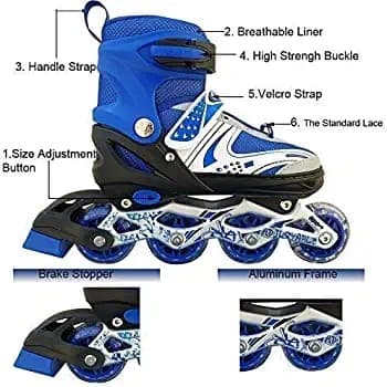 Adjustable Inline Roller Skates for Kids | Brake Stopper | Color as per Stock dispatched — view 3