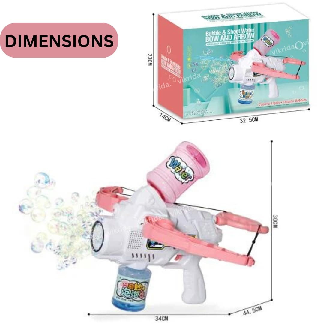Bubble & Water Shoot Bow and Arrow Blaster | Colorful Lights & Bubbles | Color as per Stock dispatched — view 4