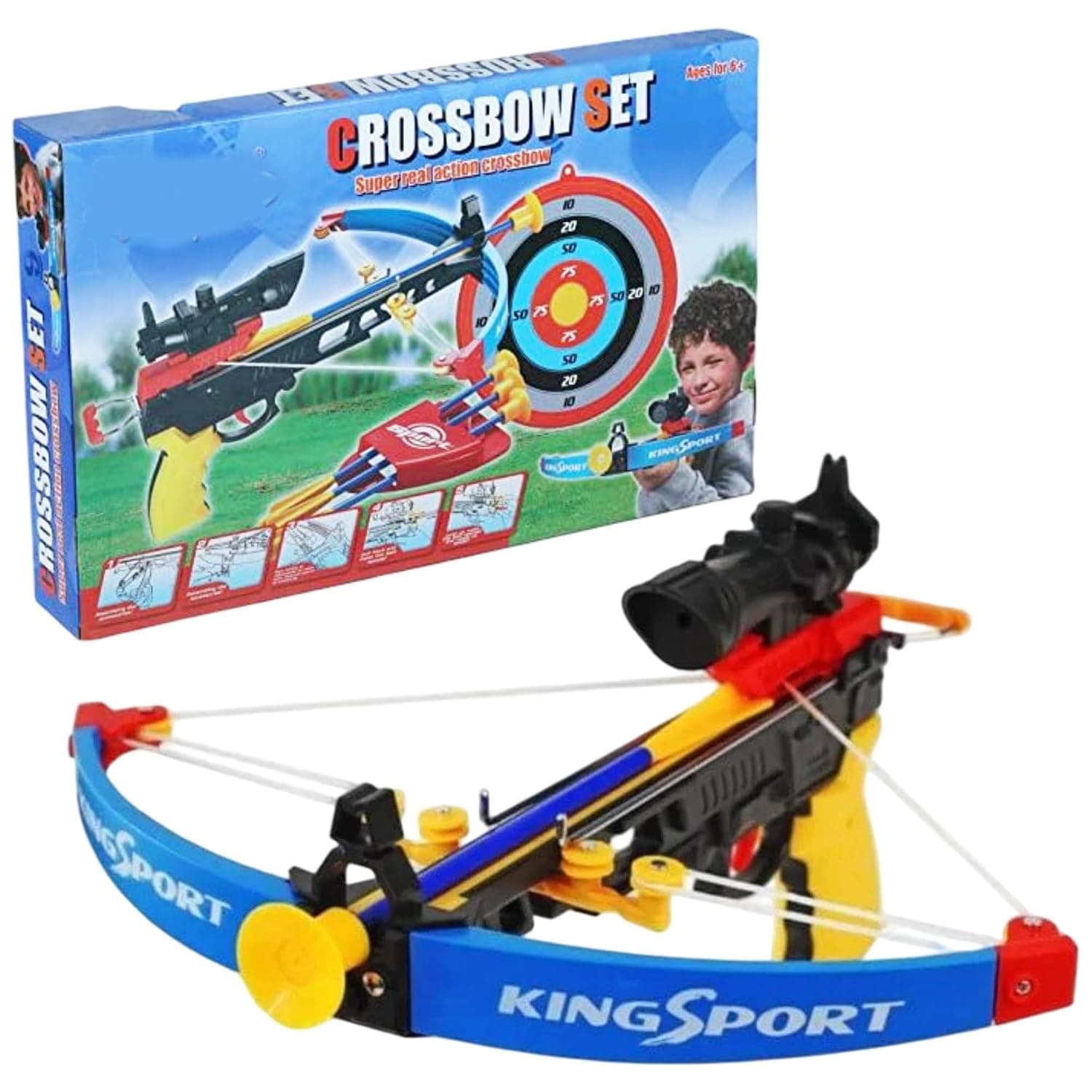 Kids Crossbow Set with Target Board & Suction Darts | Archery Toy Set