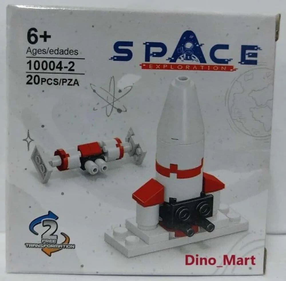 Lego Style Space Shuttle Building Blocks Box (Pack of 12) | Space Exploration 6-in-1 Combiner Sets | Return Gift — view 2
