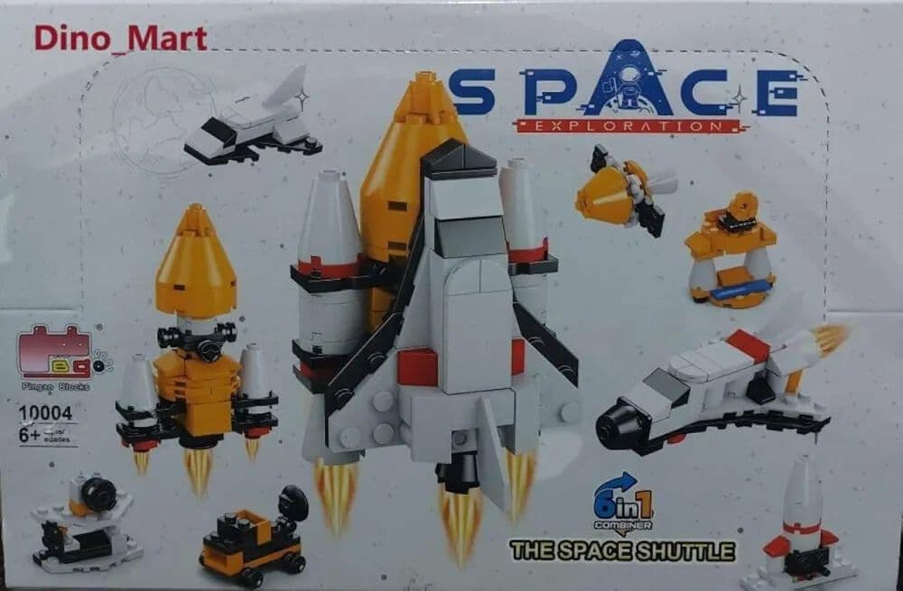 Lego Style Space Shuttle Building Blocks Box (Pack of 12) | Space Exploration 6-in-1 Combiner Sets | Return Gift — view 7