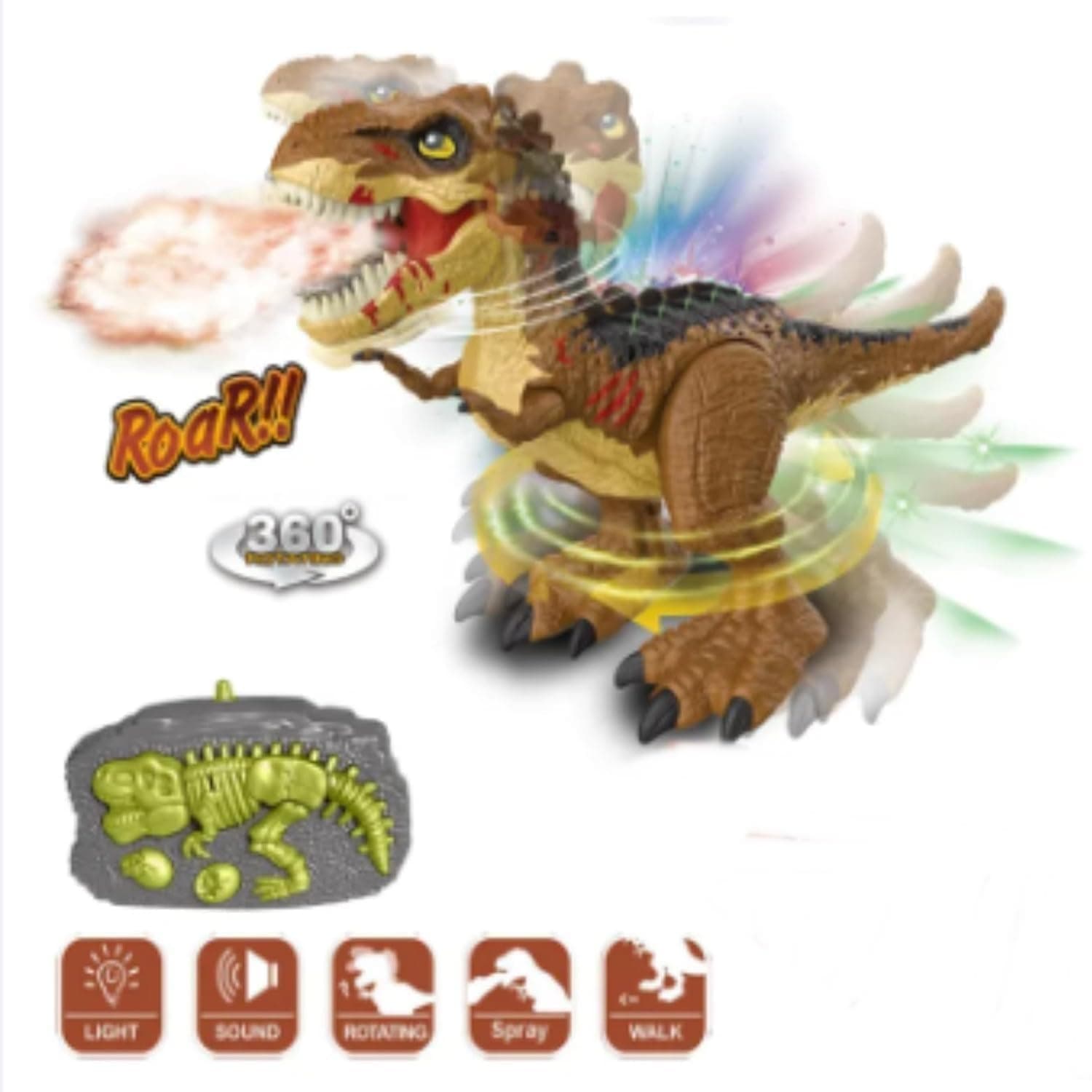 Remote Control Dinosaur Toy with Lights and Sound Multicolour Walking T-Rex for Kids Ages 3+ — view 3