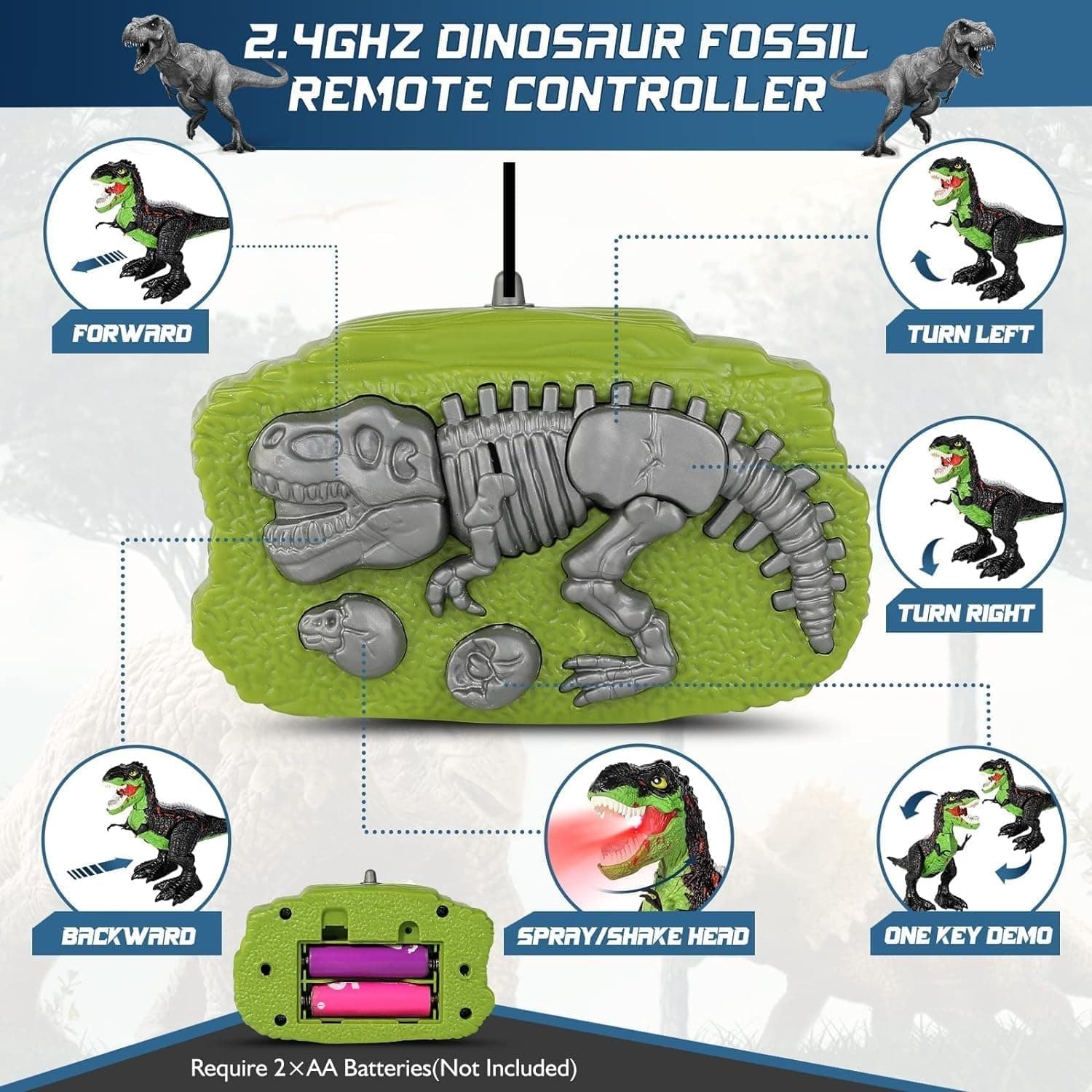 Remote Control Dinosaur Toy with Lights and Sound Multicolour Walking T-Rex for Kids Ages 3+ — view 5