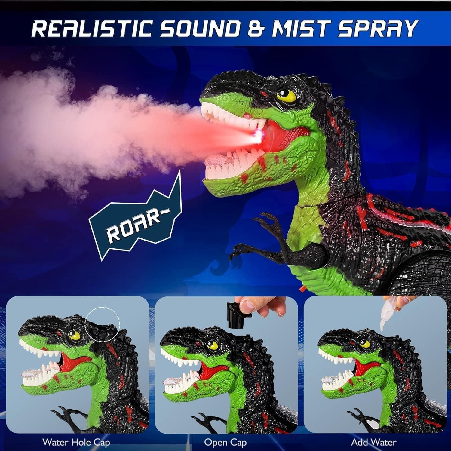 Remote Control Dinosaur Toy with Lights and Sound Multicolour Walking T-Rex for Kids Ages 3+ — view 7