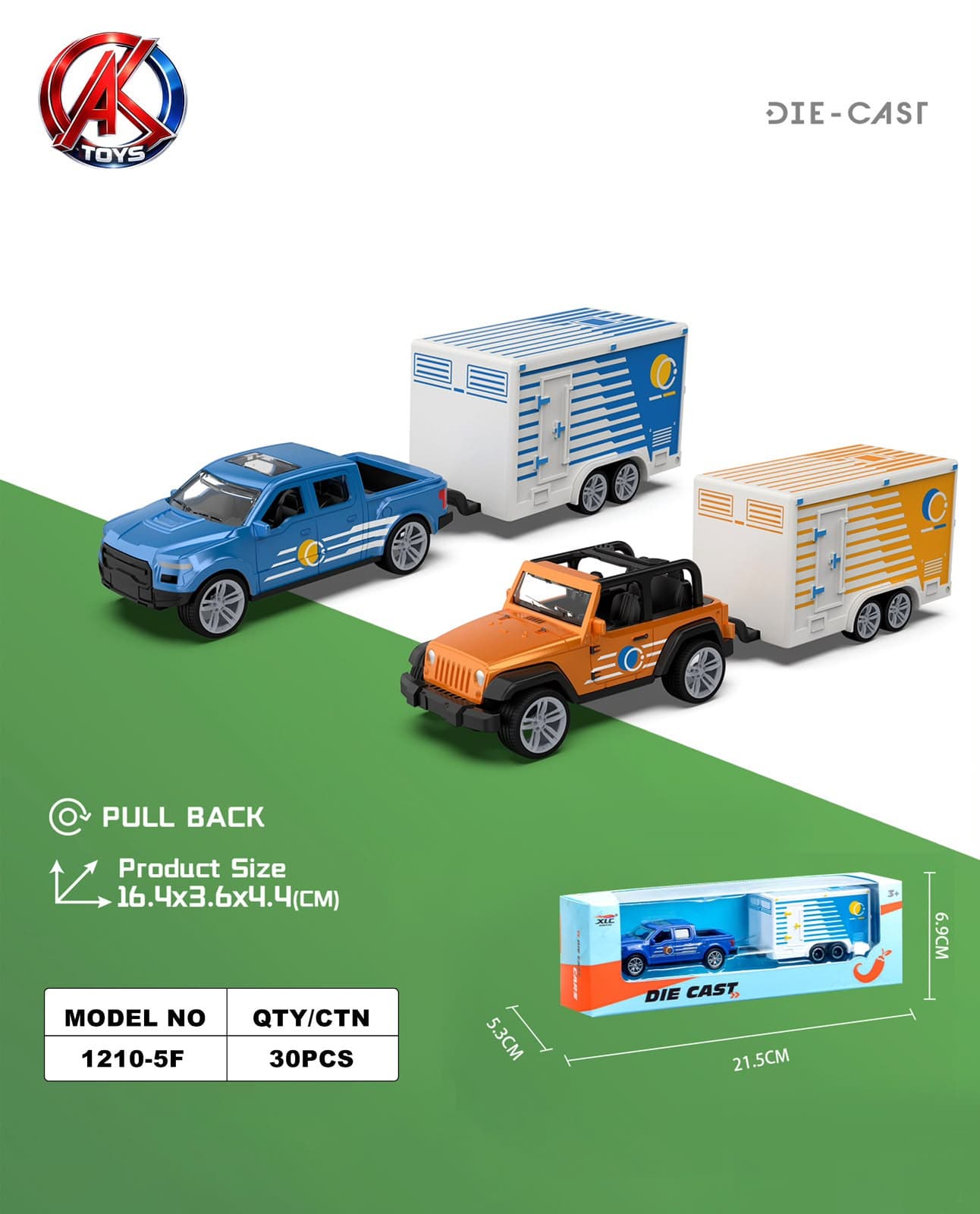 Kidoyz Trailer Die-Cast Metal Trailer Truck Toy | Small Alloy Scale Model Trailer Truck | Collectible Vehicle Toy for Kids | Color As Per Stock — view 2