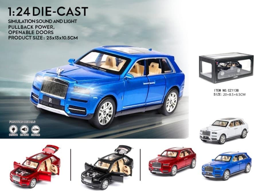 Kidoyz Cullinan Die-Cast Metal Toy Car | Large Alloy Model Car | Collectible Car Toy for Kids | Color As Per Stock — view 3
