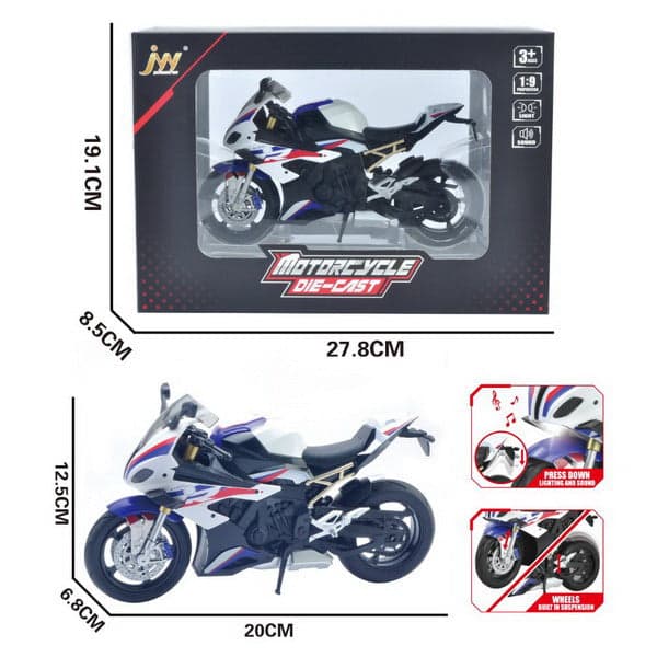 Kidoyz Motorcycle Die-Cast Metal Motorcycle Toy | Medium Alloy Scale Model Motorcycle | Collectible Vehicle Toy for Kids | Color As Per Stock — view 4