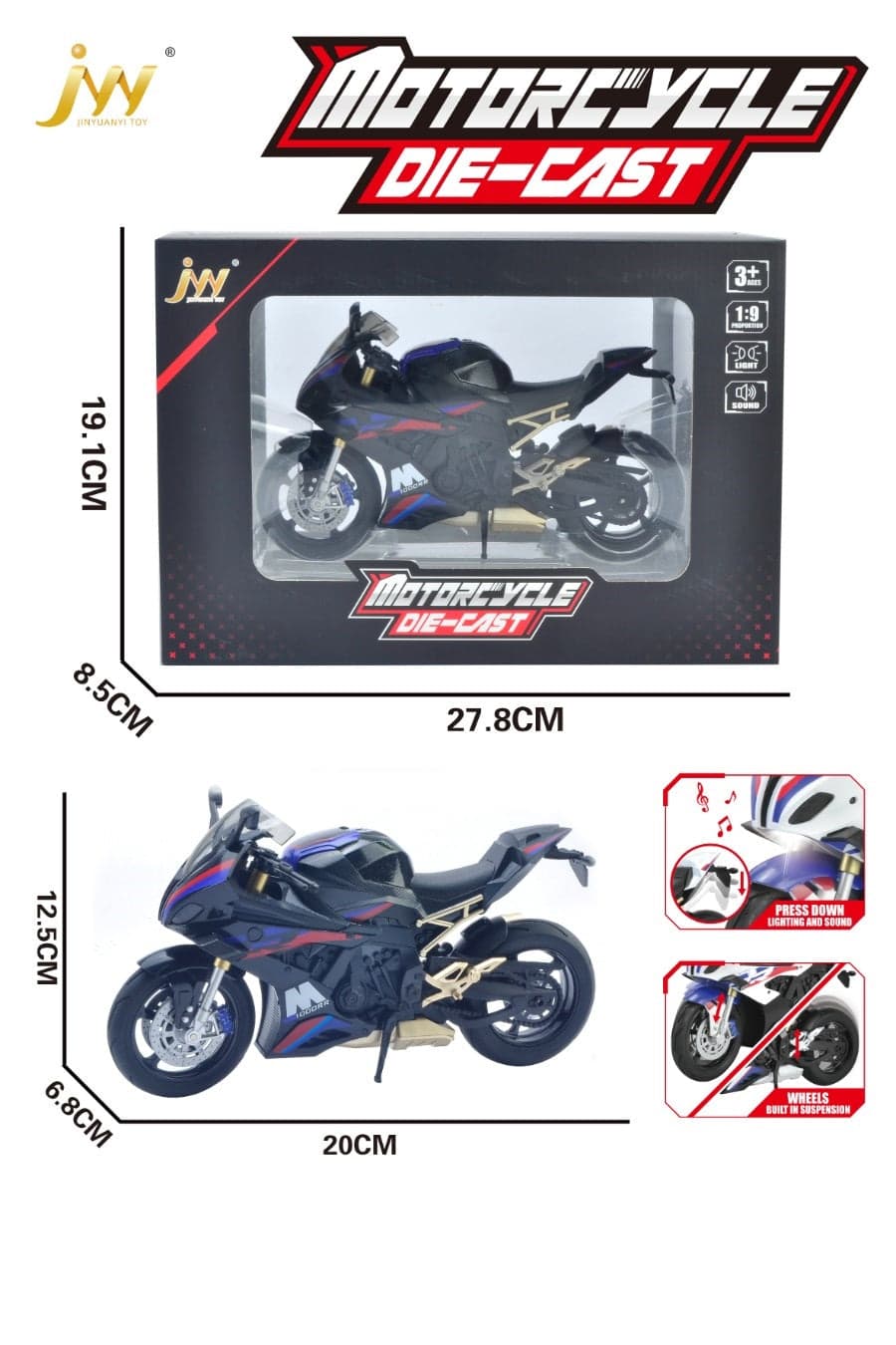 Kidoyz Motorcycle Die-Cast Metal Motorcycle Toy | Medium Alloy Scale Model Motorcycle | Collectible Vehicle Toy for Kids | Color As Per Stock — view 5