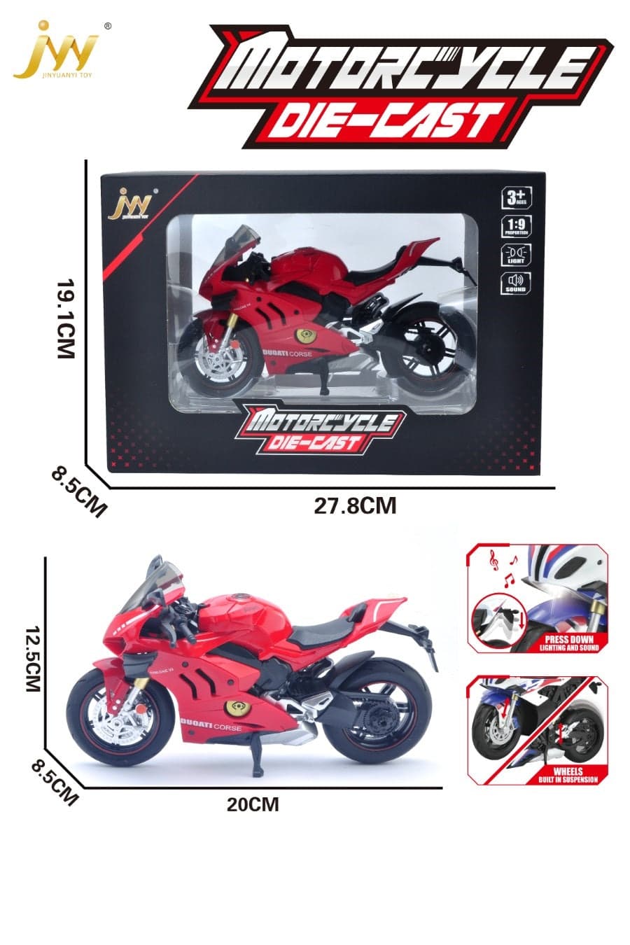 Kidoyz Motorcycle Die-Cast Metal Motorcycle Toy | Medium Alloy Scale Model Motorcycle | Collectible Vehicle Toy for Kids | Color As Per Stock — view 6
