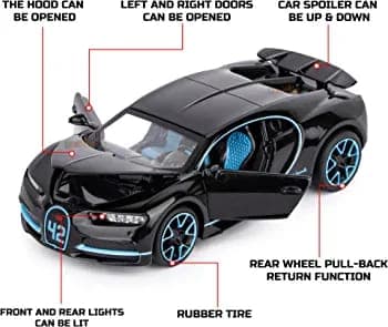 Kidoyz Bugatti Die-Cast Metal Toy Car | Medium Alloy Model Car | Collectible Car Toy for Kids | Color As Per Stock — view 4