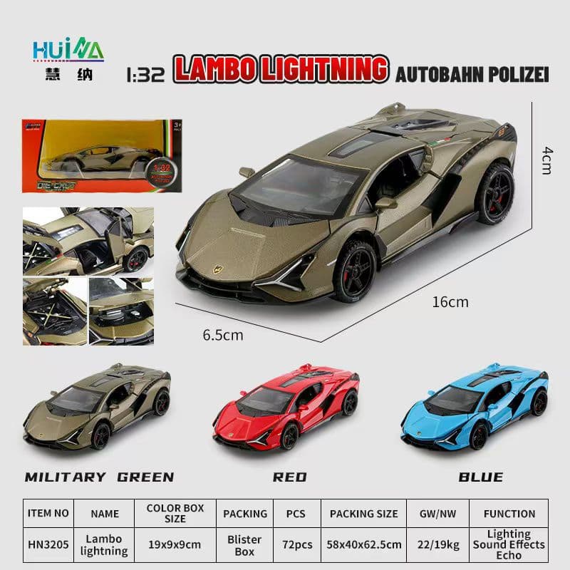 Kidoyz Lamborghini Die-Cast Metal Toy Car | Medium Alloy Model Car | Collectible Car Toy for Kids | Color As Per Stock — view 6