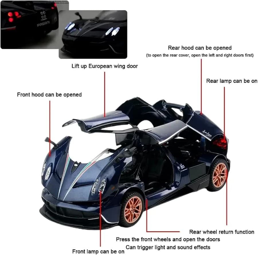 Kidoyz Pagani Die-Cast Metal Toy Car | Medium Alloy Model Car | Collectible Car Toy for Kids | Color As Per Stock — view 3