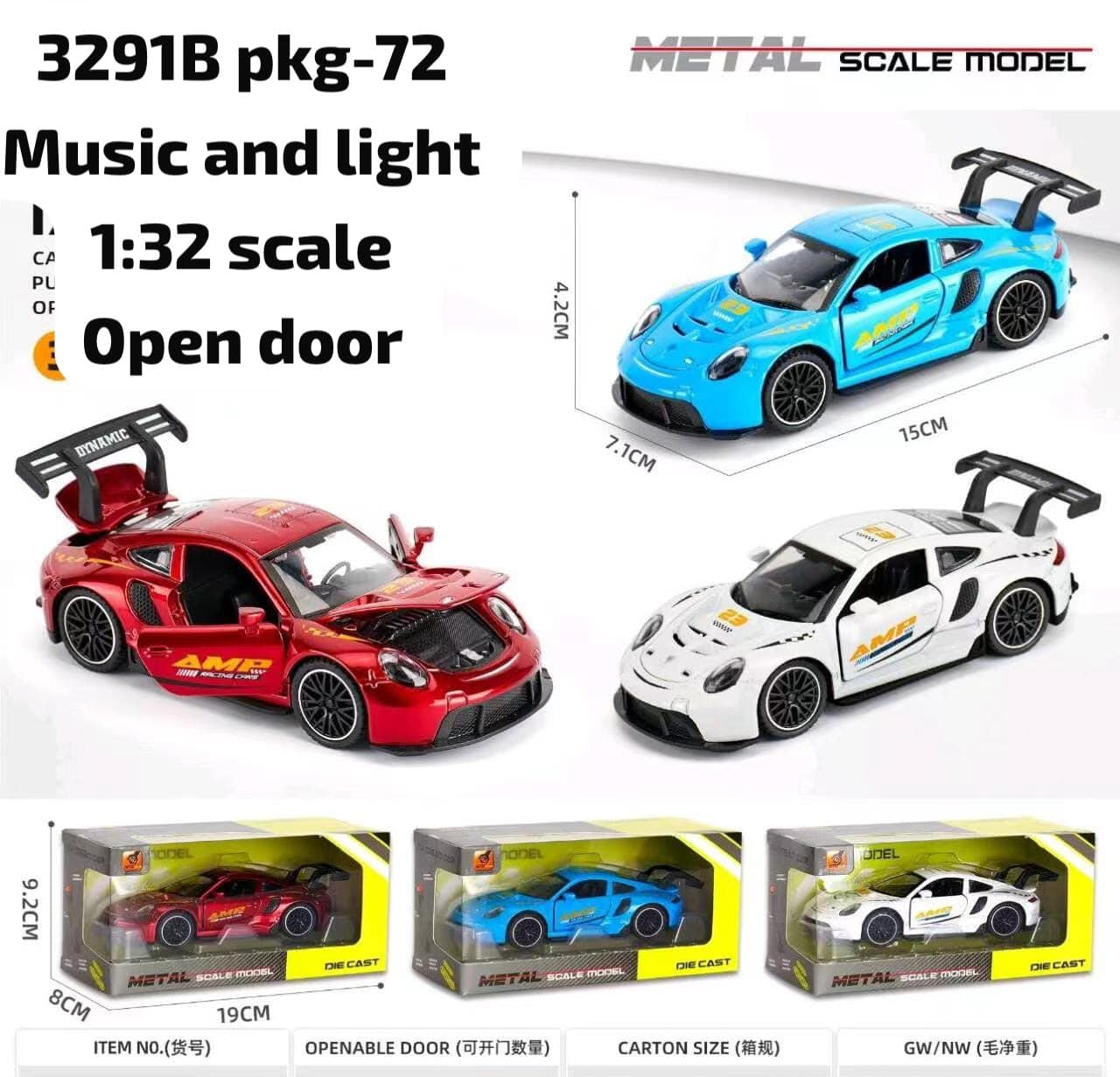 Kidoyz Porsche Die-Cast Metal Toy Car | Medium Alloy Model Car | Collectible Car Toy for Kids | Color As Per Stock — view 2