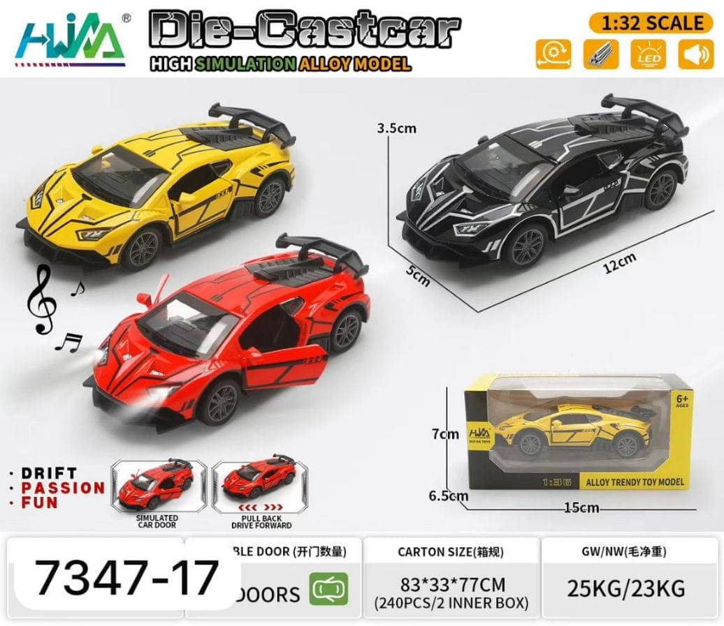Kidoyz Sto Lamborghini Die-Cast Metal Toy Car | Small Alloy Model Car | Collectible Car Toy for Kids | Color As Per Stock — view 2