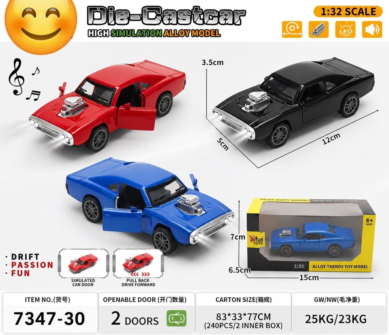 Kidoyz Dodge Die-Cast Metal Toy Car | Small Alloy Model Car | Collectible Car Toy for Kids | Color As Per Stock — view 2