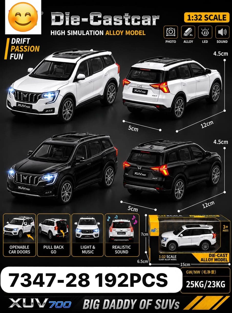 Kidoyz XUV-700 Die-Cast Metal Toy Car | Small Alloy Model Car | Collectible Car Toy for Kids | Color As Per Stock — view 2