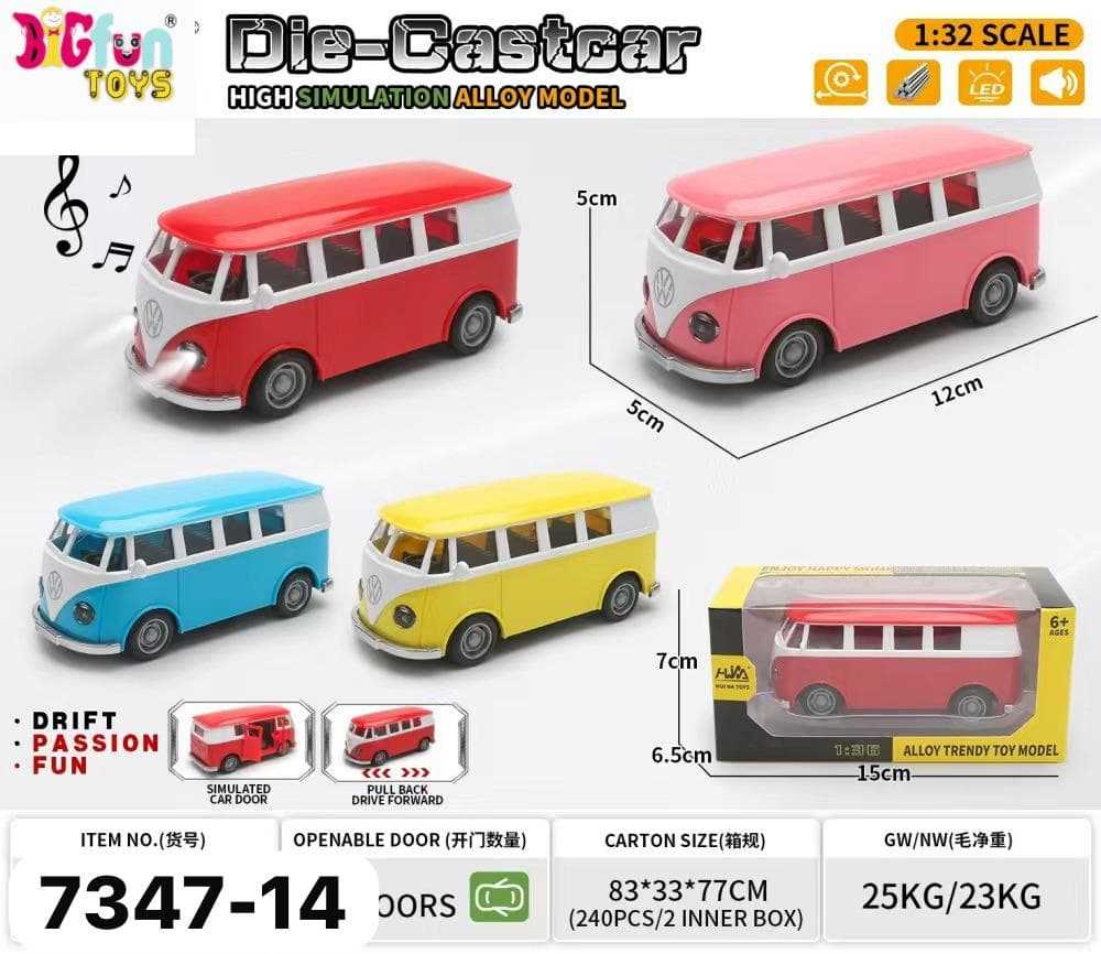 Kidoyz Bus Die-Cast Metal Bus Toy | Small Alloy Scale Model Bus | Collectible Vehicle Toy for Kids | Color As Per Stock — view 2