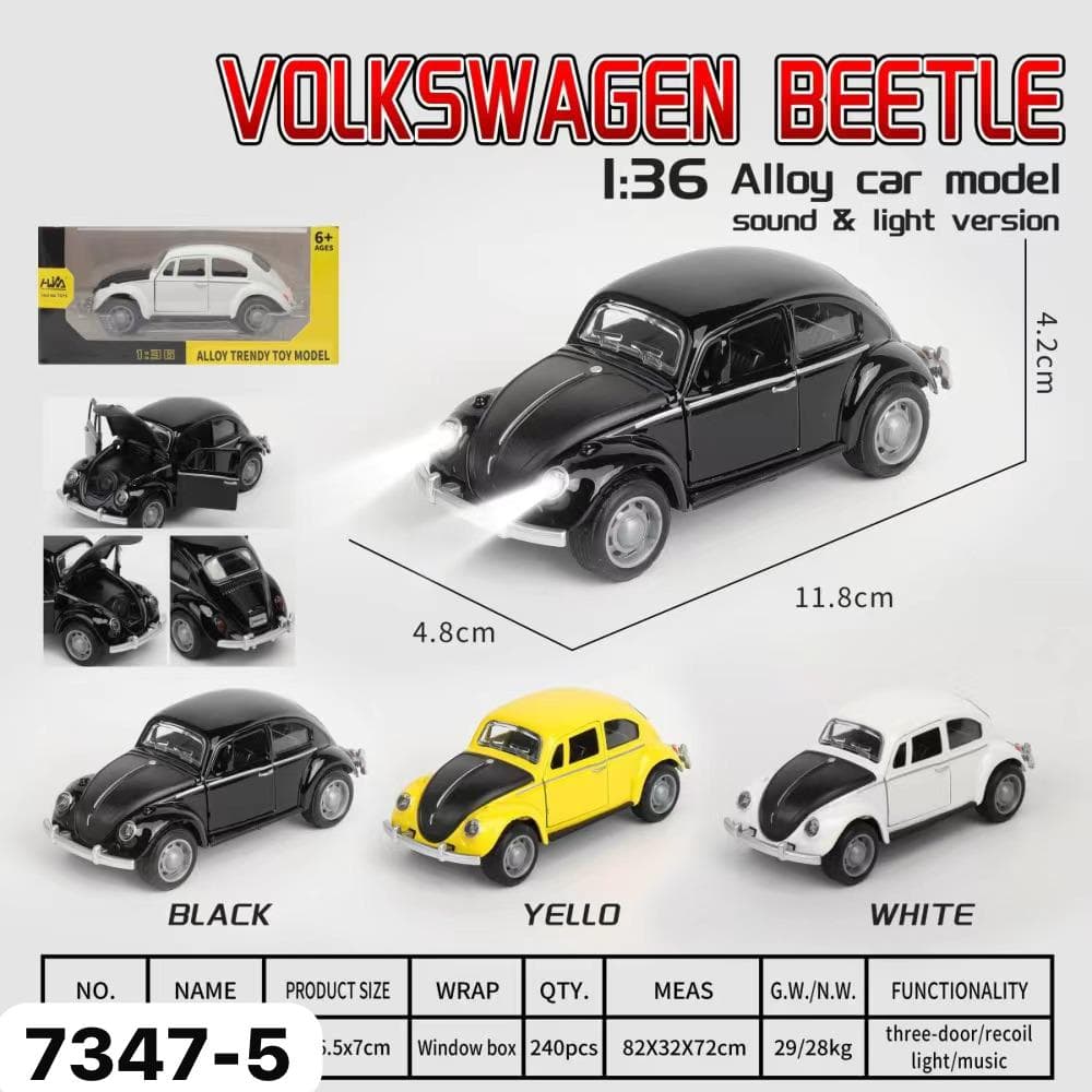 Kidoyz Die-Cast Beetal Die-Cast Metal Toy Car | Small Alloy Model Car | Collectible Car Toy for Kids | Color As Per Stock — view 2