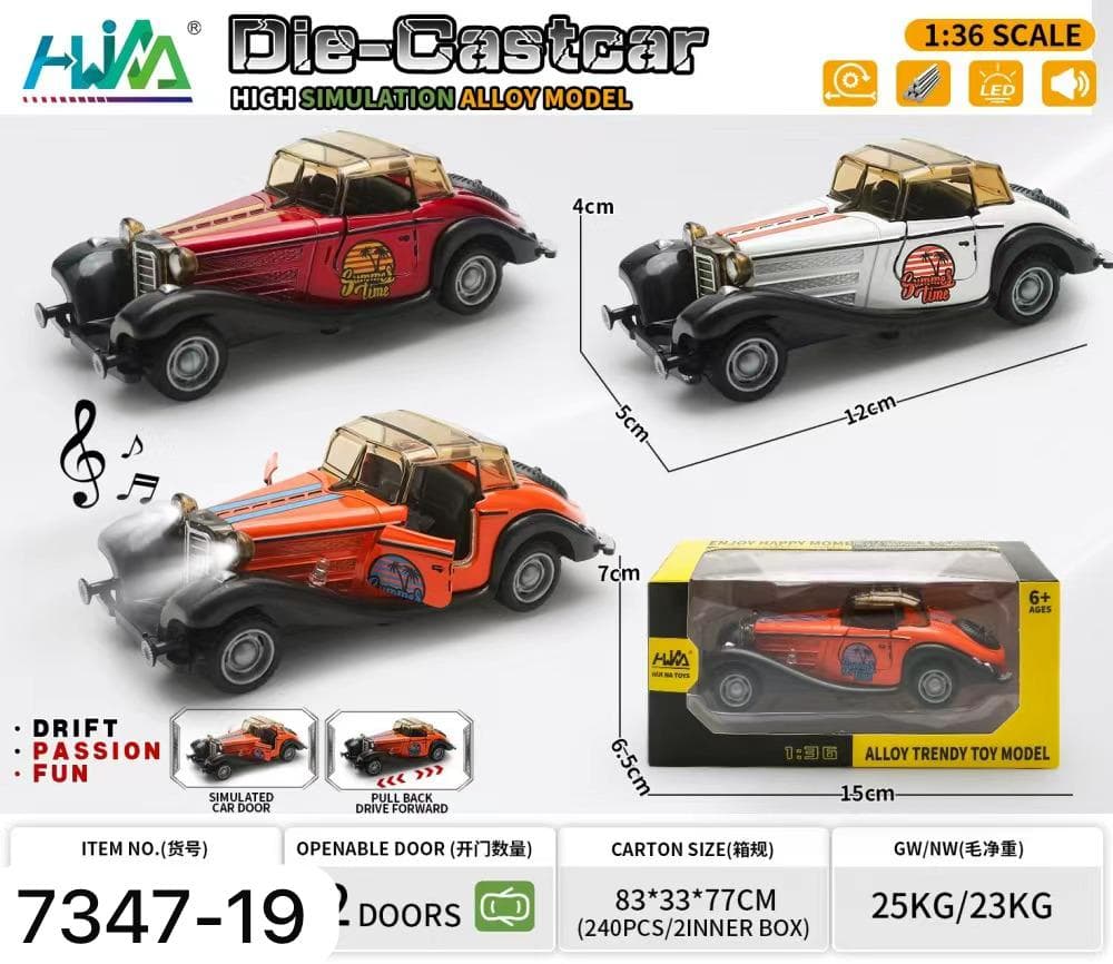 Kidoyz Classic Die-Cast Metal Toy Car | Small Alloy Model Car | Collectible Car Toy for Kids | Color As Per Stock — view 2