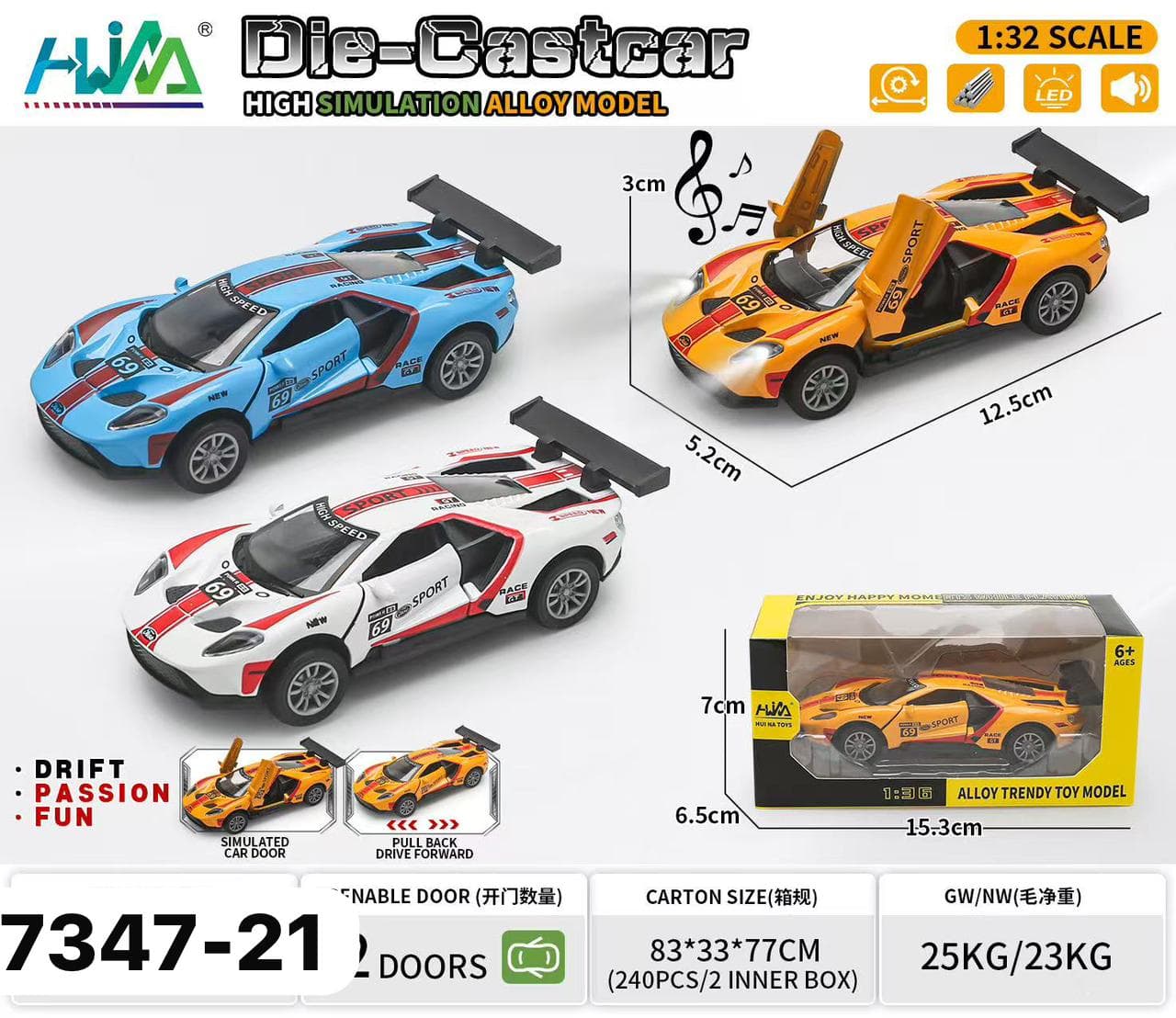 Kidoyz Ford GT Die-Cast Metal Toy Car | Small Alloy Model Car | Collectible Car Toy for Kids | Color As Per Stock — view 2