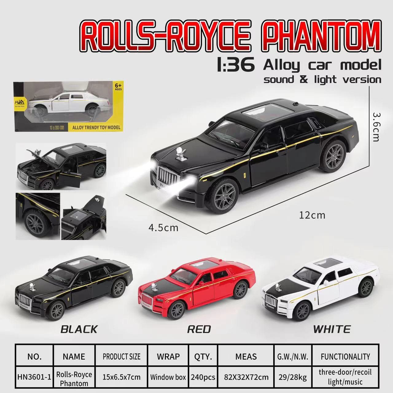 Kidoyz Die-Cast Phantom Die-Cast Metal Toy Car | Small Alloy Model Car | Collectible Car Toy for Kids | Color As Per Stock — view 2