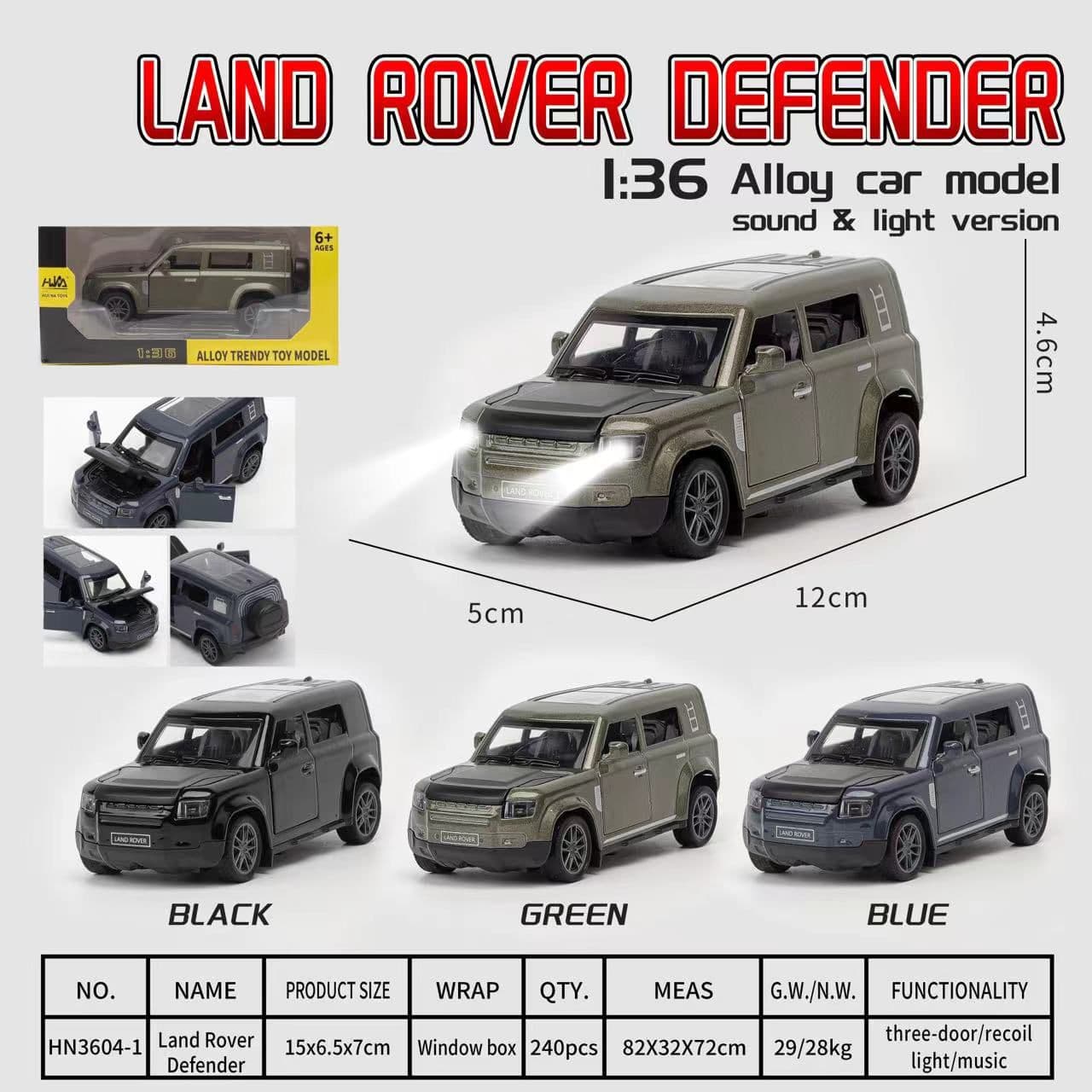 Kidoyz Defender Die-Cast Metal Toy Car | Small Alloy Model Car | Collectible Car Toy for Kids | Color As Per Stock — view 5