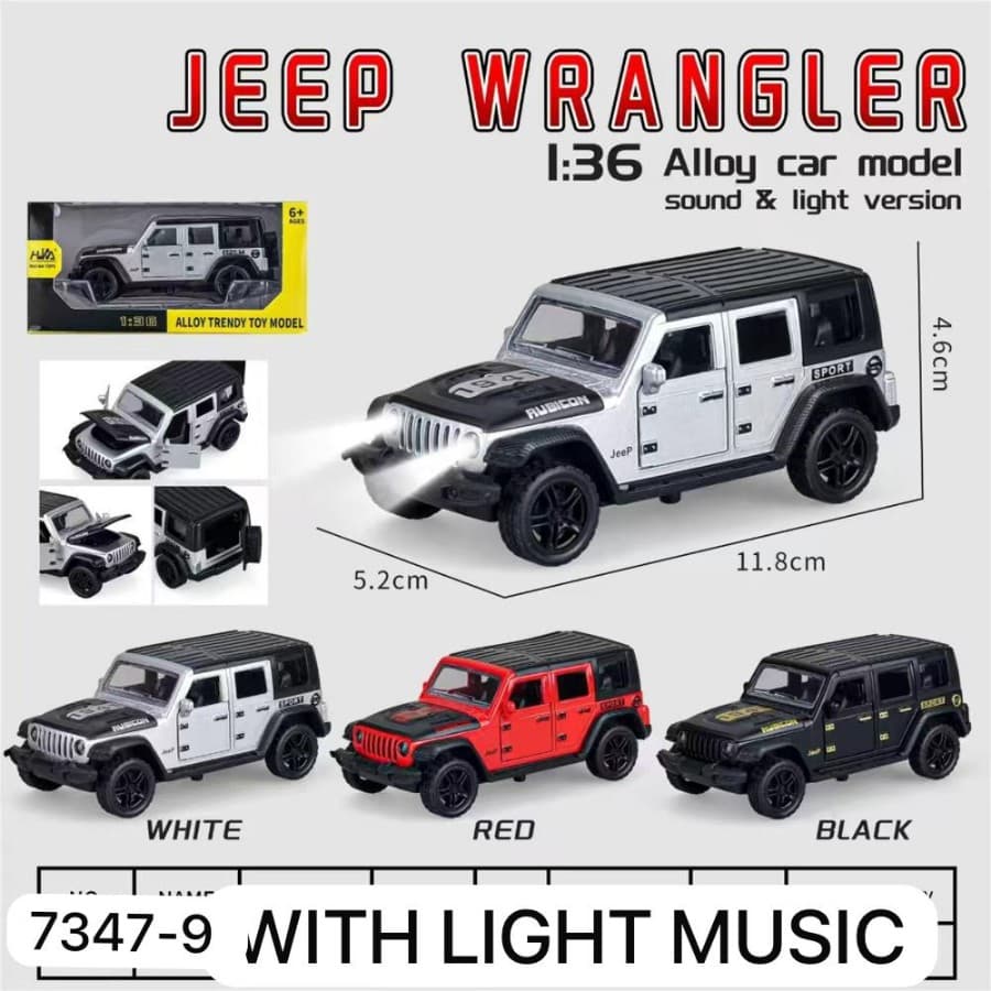 Kidoyz Rubicon Die-Cast Metal Toy Car | Small Alloy Model Car | Collectible Car Toy for Kids | Color As Per Stock — view 2