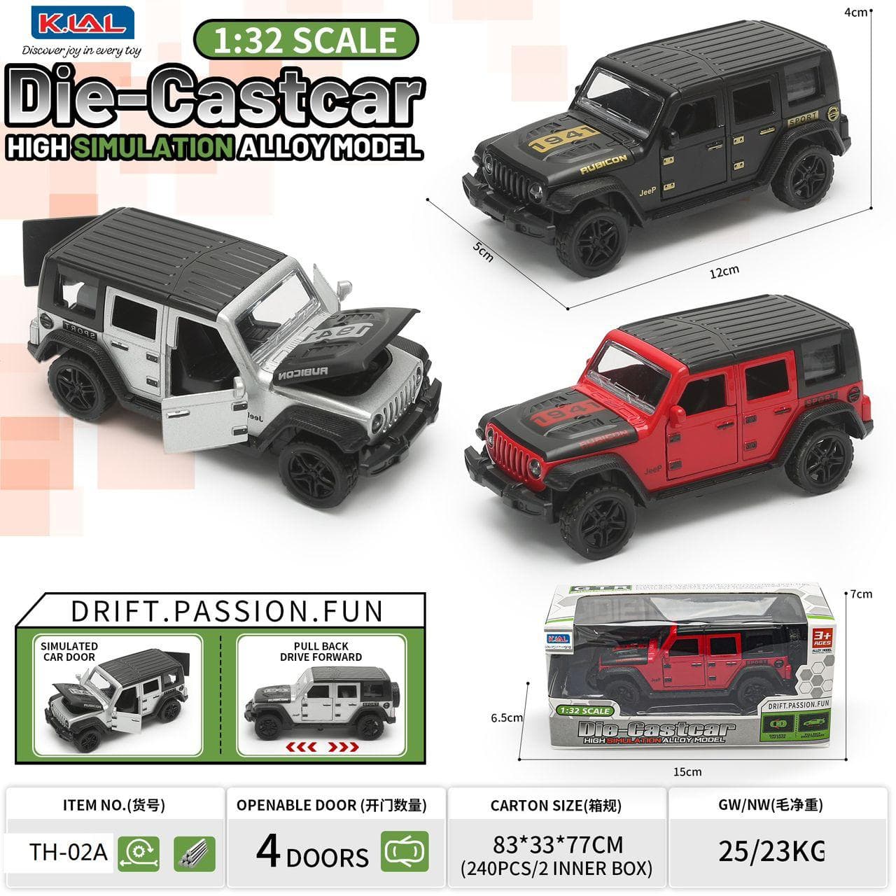Kidoyz Rubicon Die-Cast Metal Toy Car | Small Alloy Model Car | Collectible Car Toy for Kids | Color As Per Stock — view 3