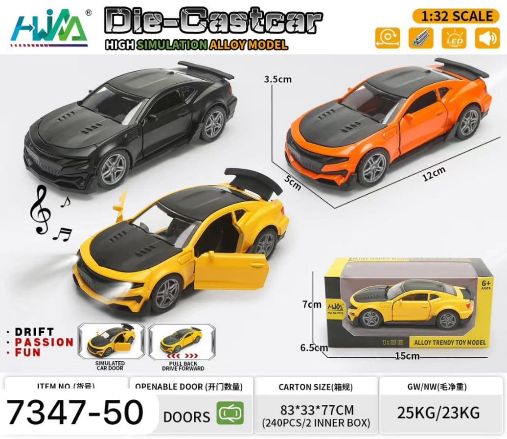 Kidoyz Die-Cast Camaro Die-Cast Metal Toy Car | Small Alloy Model Car | Collectible Car Toy for Kids | Color As Per Stock — view 3