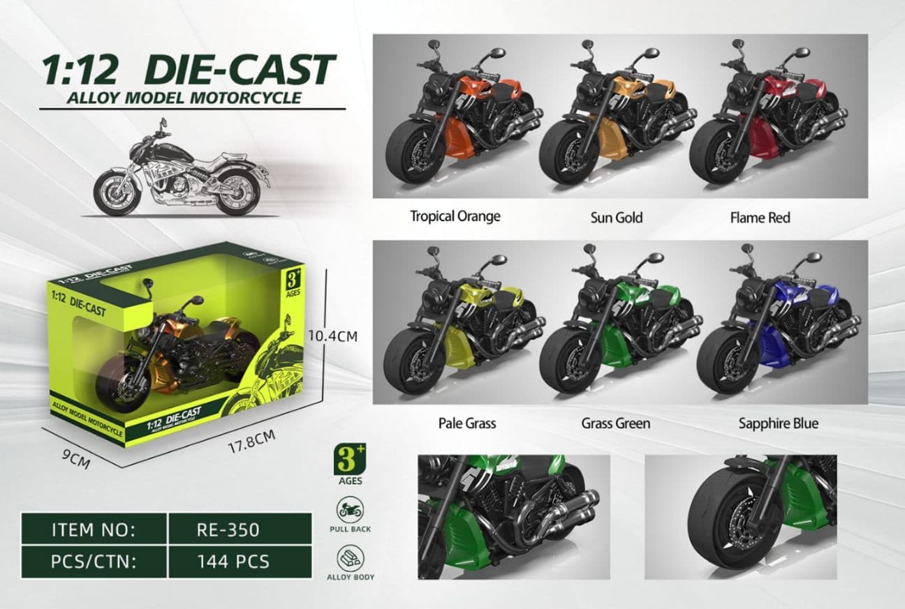 Kidoyz 1:12 Motorcycle Die-Cast Metal Motorcycle Toy | Small Alloy Scale Model Motorcycle | Collectible Vehicle Toy for Kids | Color As Per Stock — view 2