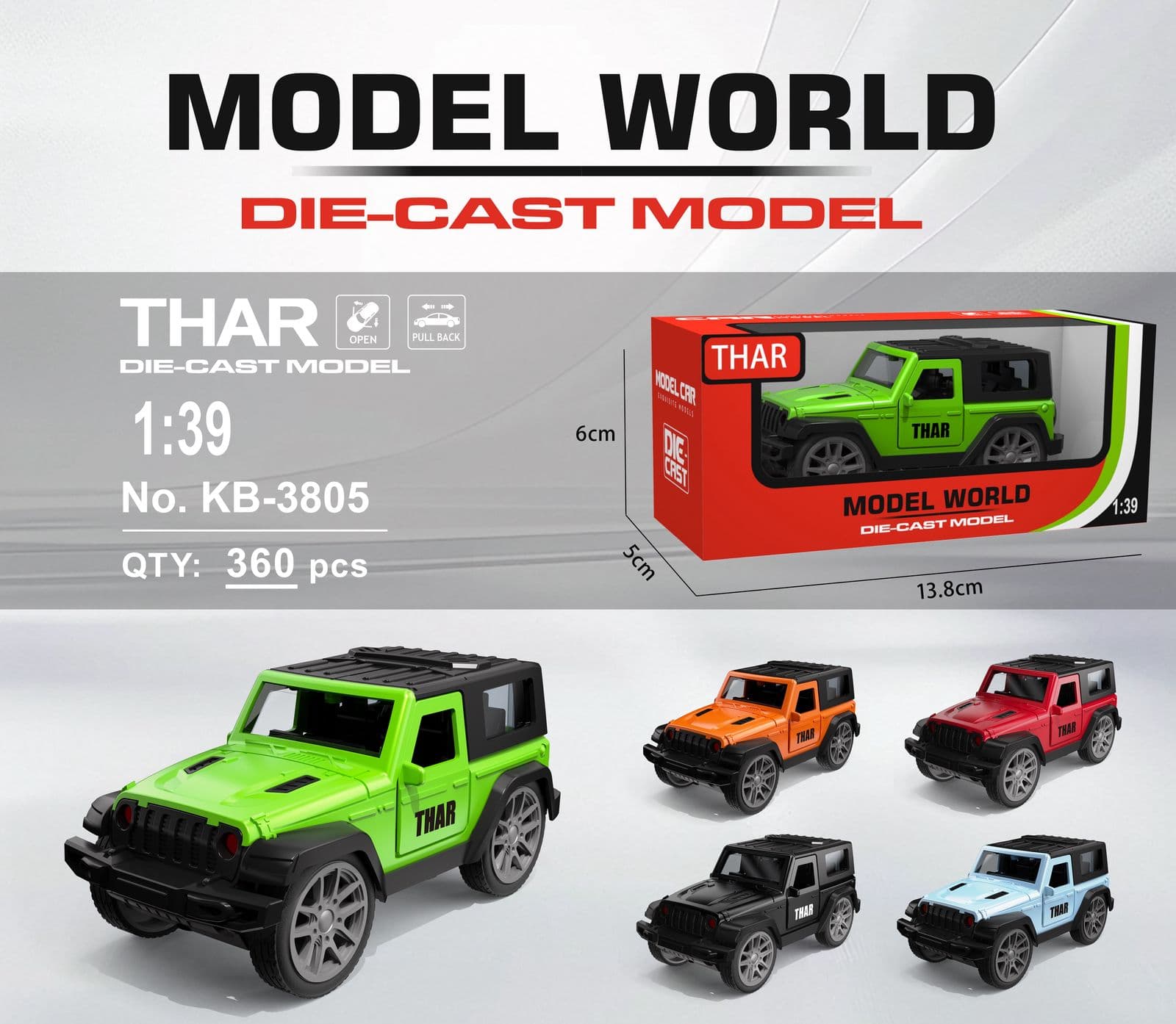 Kidoyz Thar Mix Models Die-Cast Metal Toy Car | Small Alloy Model Car | Collectible Car Toy for Kids | Color As Per Stock — view 2