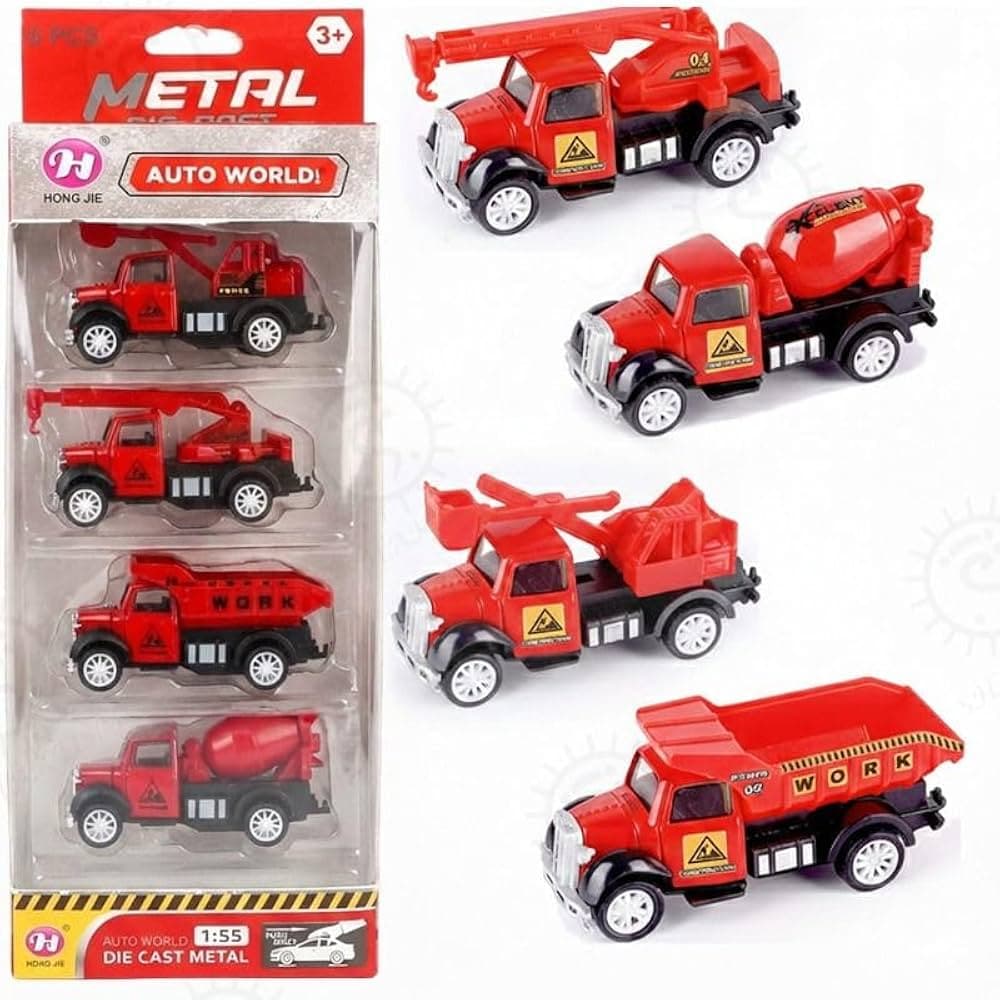 Kidoyz 4 Pcs Auto World Die-Cast Metal Toy Car Set | Set of 4 Alloy Model Cars | Collectible Car Toys for Kids | Color As Per Stock