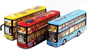 Kidoyz Luxury Bus Die-Cast Metal Bus Toy | Medium Alloy Scale Model Bus | Collectible Vehicle Toy for Kids | Color As Per Stock
