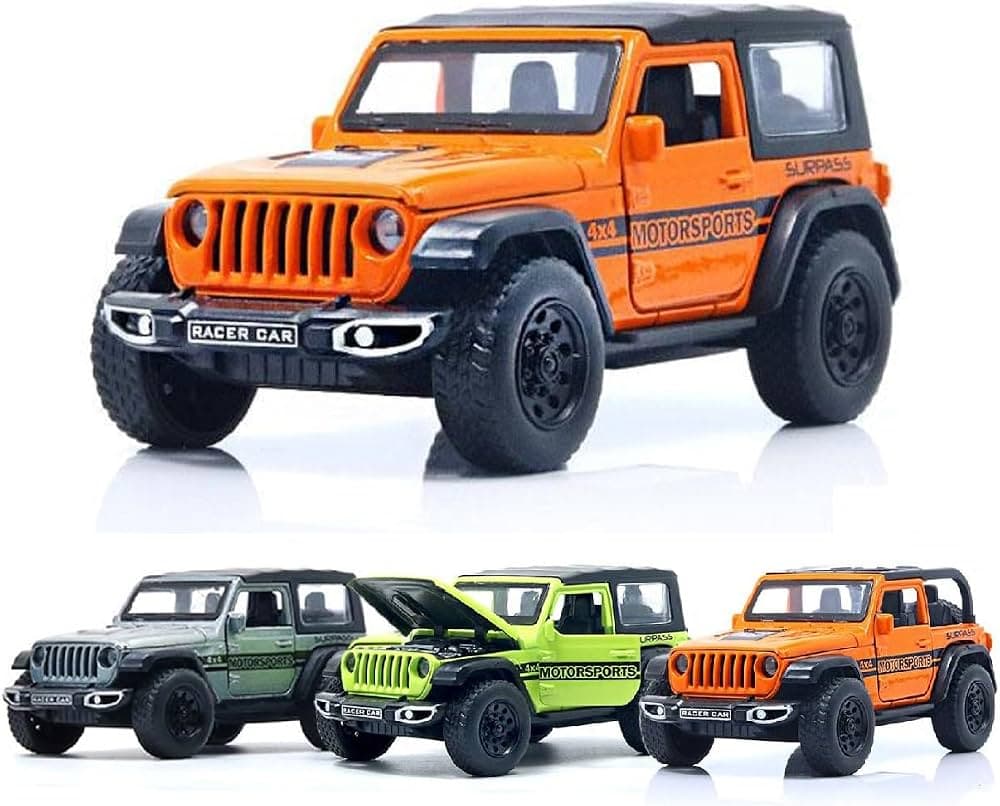 Kidoyz Wrangler Jeep Die-Cast Metal Toy Car | Large Alloy Model Car | Collectible Car Toy for Kids | Color As Per Stock