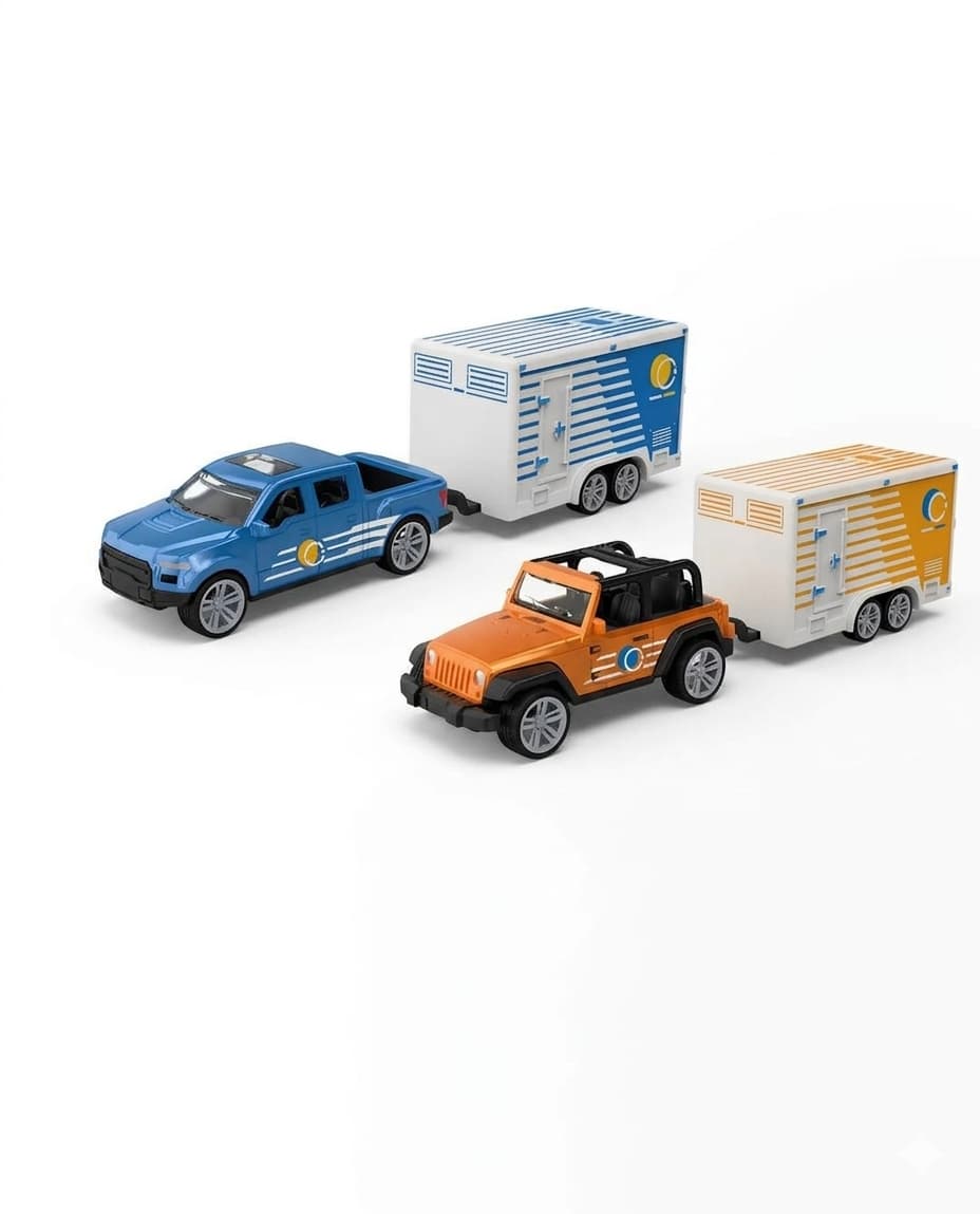 Kidoyz Trailer Die-Cast Metal Trailer Truck Toy | Small Alloy Scale Model Trailer Truck | Collectible Vehicle Toy for Kids | Color As Per Stock