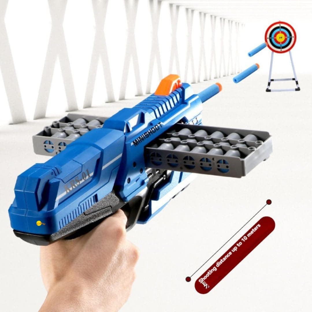 Kidoyz Mega Shooter Foam Dart Gun for Kids – Blaster Toy with 12 Soft Bullets, Continuous Shooting Mode, Safe & Fun Play for Boys & Girls Age 6+ (Blue) — view 2