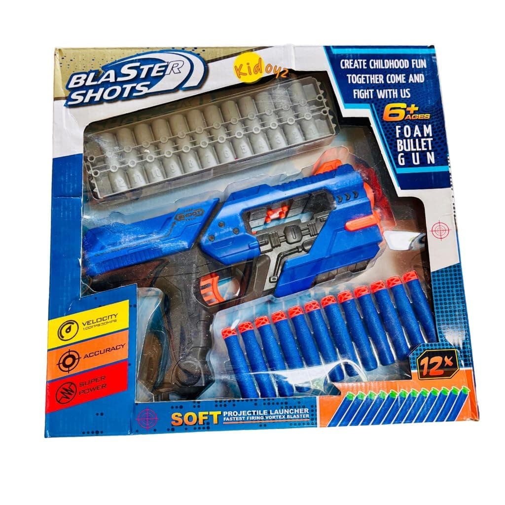 Kidoyz Mega Shooter Foam Dart Gun for Kids – Blaster Toy with 12 Soft Bullets, Continuous Shooting Mode, Safe & Fun Play for Boys & Girls Age 6+ (Blue) — view 9