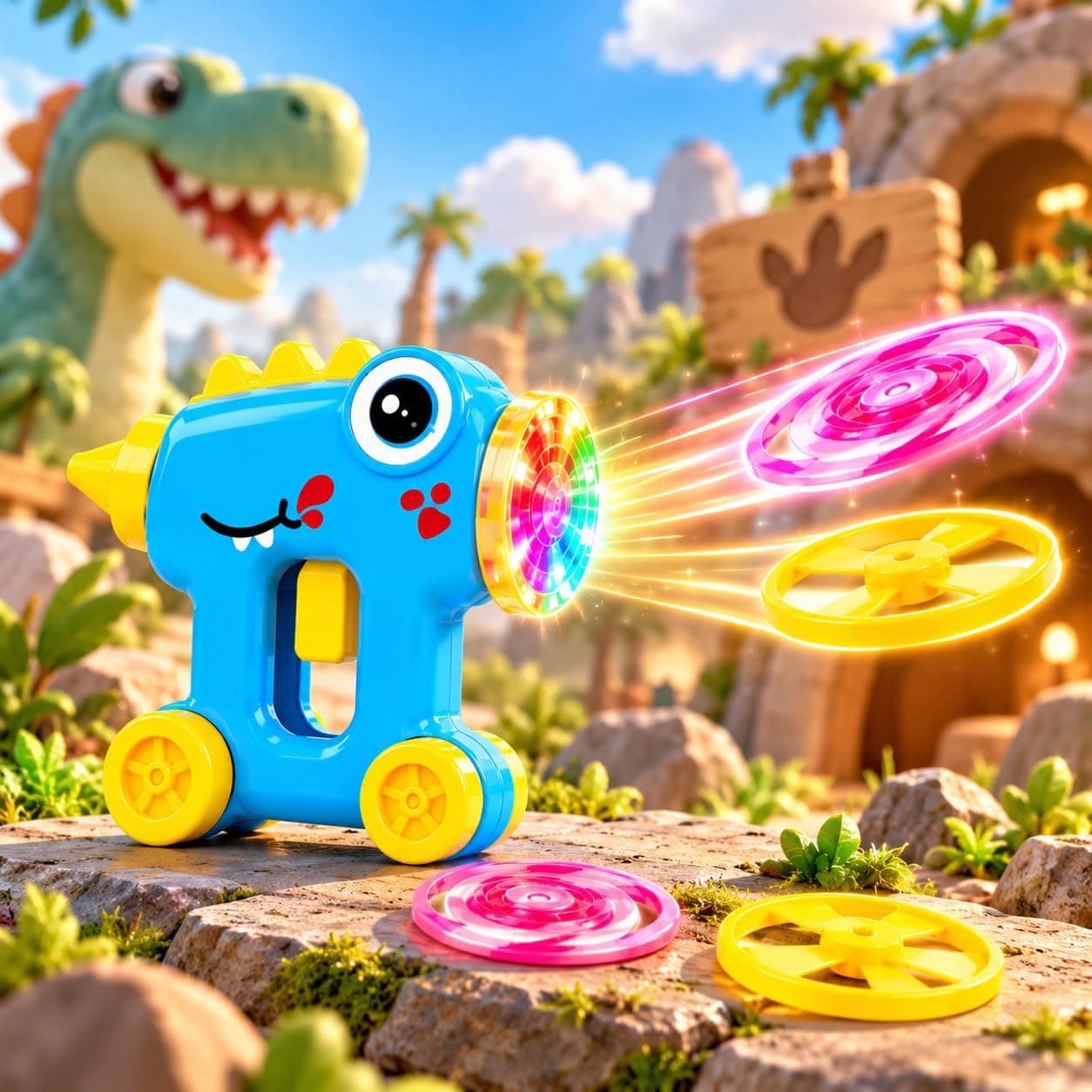 4-in-1 Dinosaur Launcher Toy with Flying Discs & Spinner | Interactive Toy — view 5