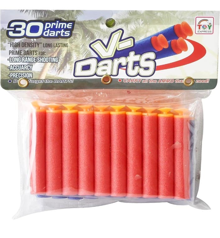 Kidoyz V-Darts Soft Foam Dart Refill Pack | 30 Pcs Foam Darts for Toy Foam Dart Blasters | Color As Per Stock